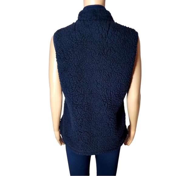 Atlanta Braves Womens Vest Size Small Antigua Blue Sherpa Fleece Zip Front New - Picture 3 of 5